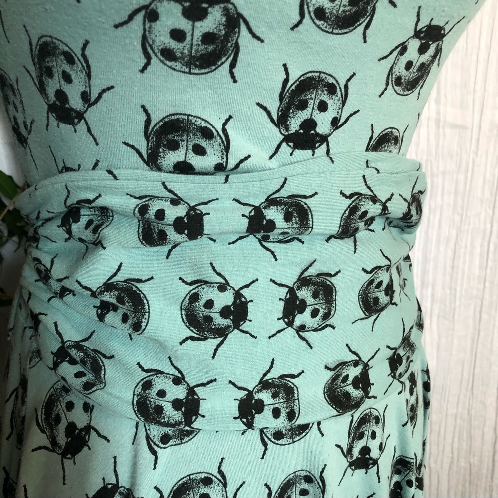 EFFIES HEART woman SZ M dress ladybug print fit & flair 50s look sweetheart neck - Picture 4 of 16
